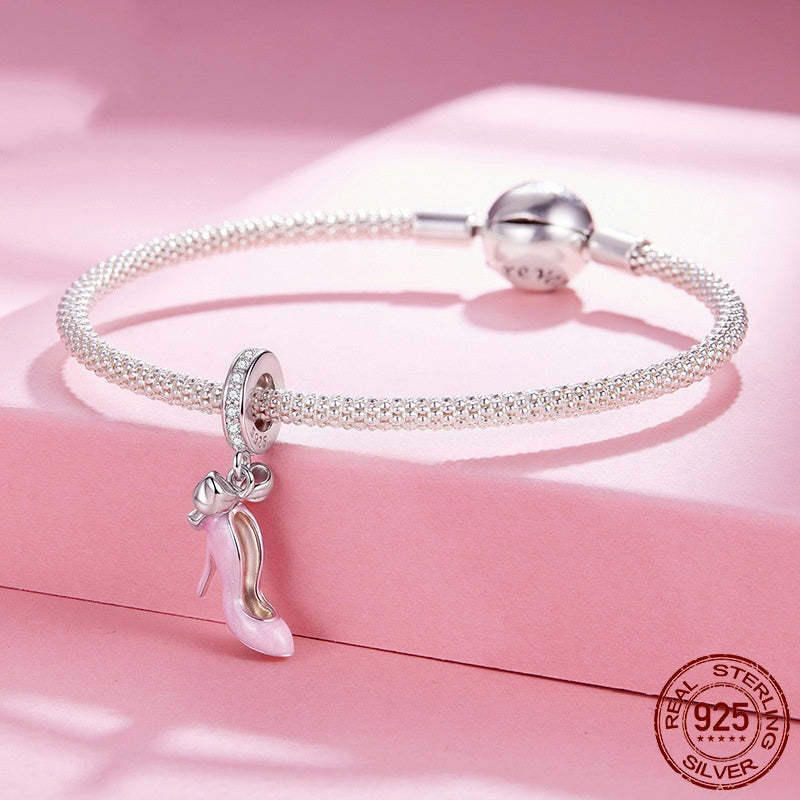 High Heels S925 Sterling Silver Pendant Diy Bracelet String Beads