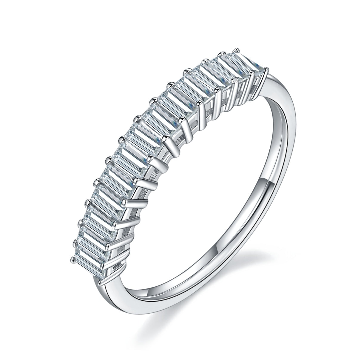 A Luxurious And Fashionable Light Luxury Jewelry Silver Ring Set With Top-quality Moissanite, S925 Silver Plated With Platinum