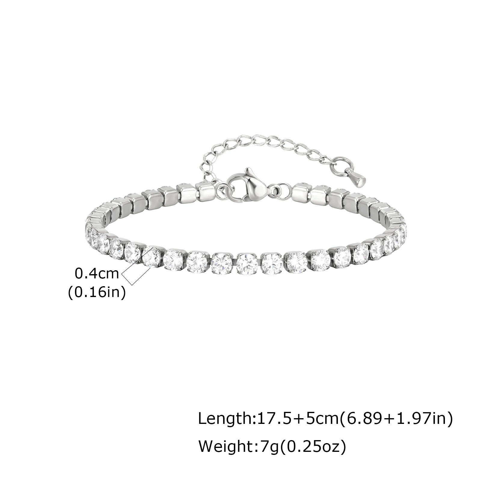 Stainless Steel Zirconia Chain Tennis Bracelet