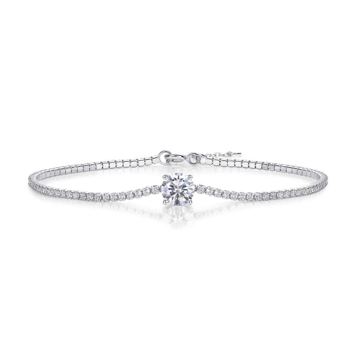 Dawn Dew - Top-quality Moissanite Fashionable Light Luxury Jewelry Silver Bracelet S925 Silver-plated Platinum