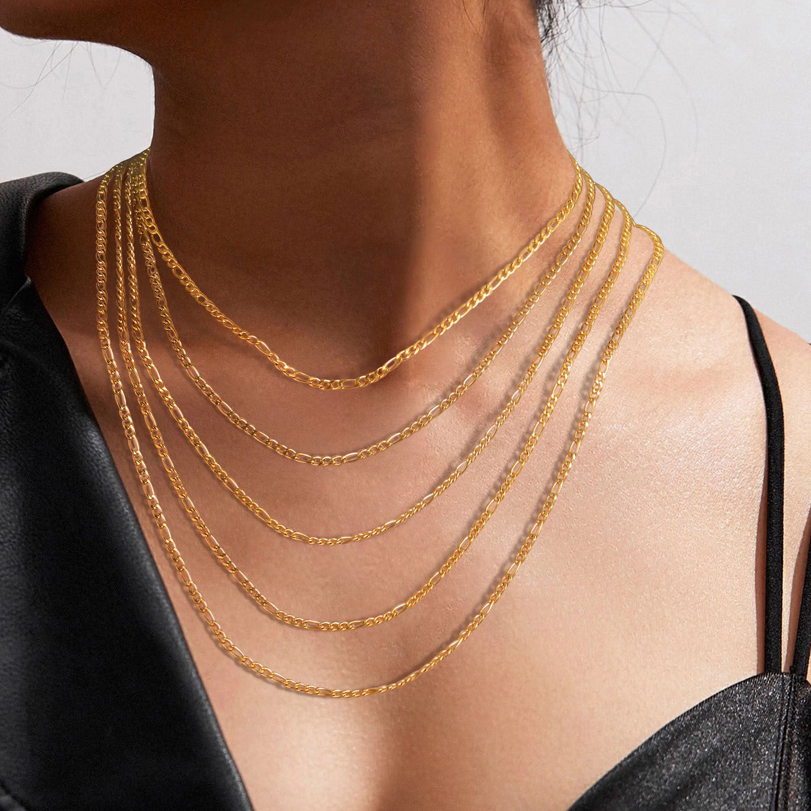 Stainless Steel 13-link Chain Gold Womens Necklace
