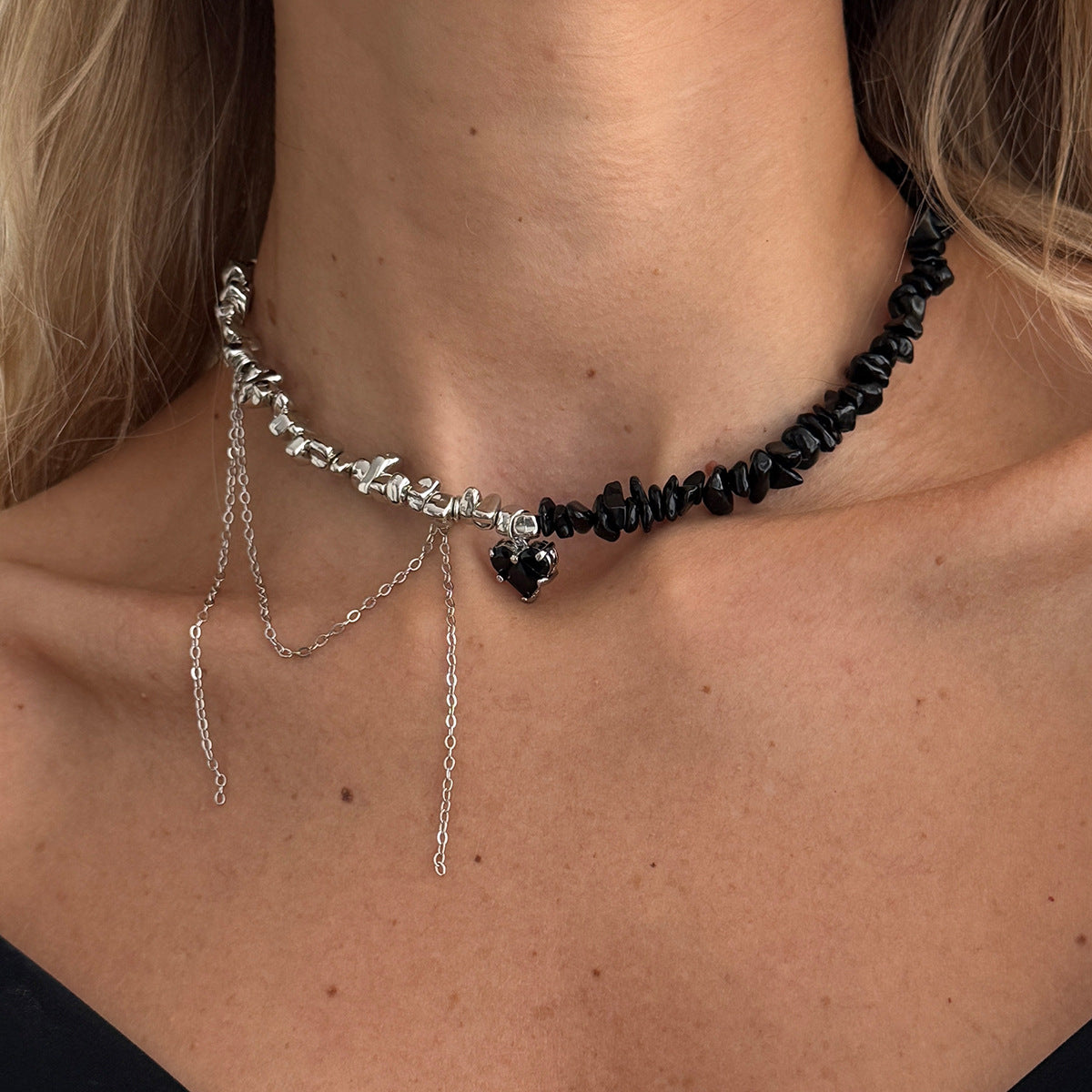 Cool Minimalist Cross Tassel Heart Pearl Necklace
