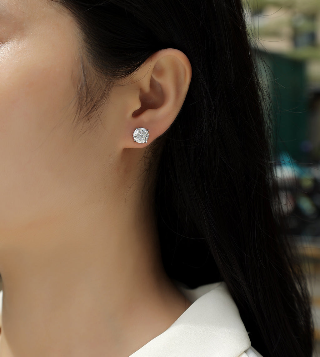 Pure Love - Earrings Set With Top-quality Moissanite S925 Silver And Platinum-plated Stud Earrings Are Fashionable And Trendy Accessories That Can Be Tested With A Diamond Pen