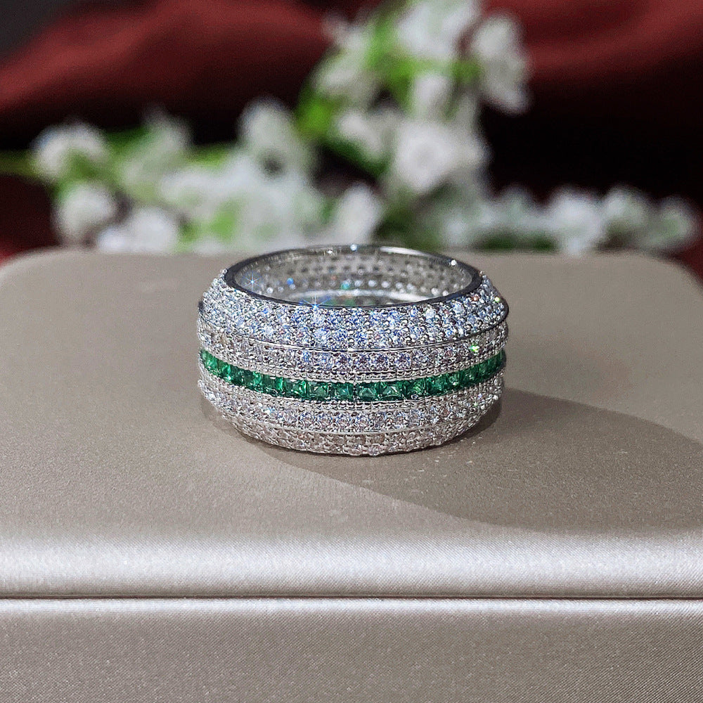 Affordable Luxury Contrasting Colors Zircon Ring For Fashion-Forward Couples With A Unique Refined Vibe
