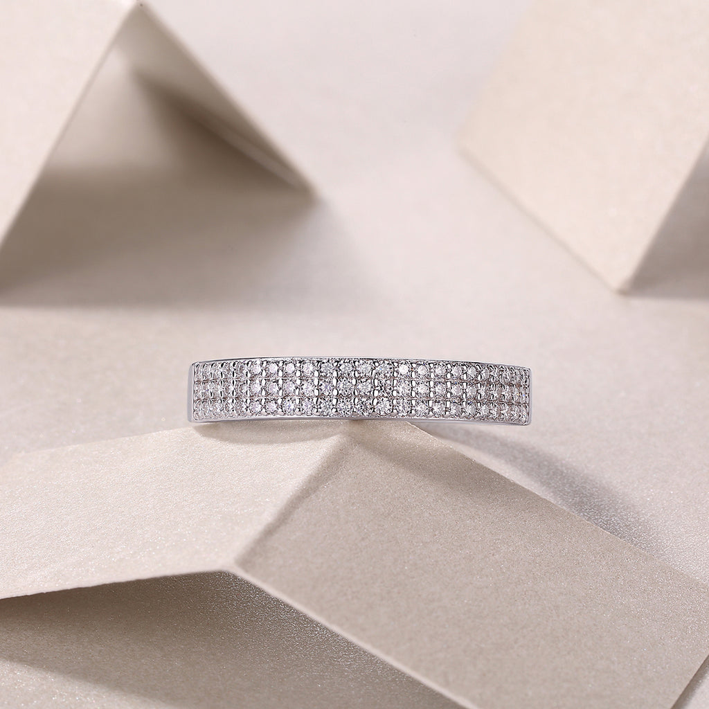 Dancing Gracefully - A Wedding Ring Set With Top-quality Moissanite S925 Silver And Platinum-plated Diamond. The Ring Can Be Tested With A Diamond Pen In Yellow Gold And Rose Gold