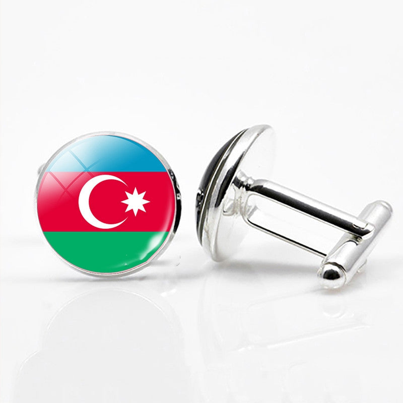 National Flags of The World Series Time Gem Cufflinks Jewelry