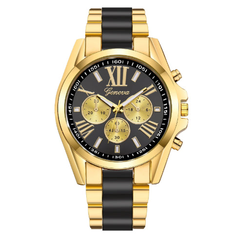 Fashion Simple Fake Three-eye Steel Belt Quartz Watch