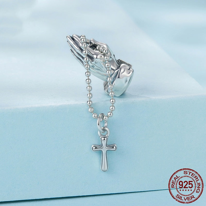 Chain Cross Diy Beaded S925 Sterling Silver String Ornament