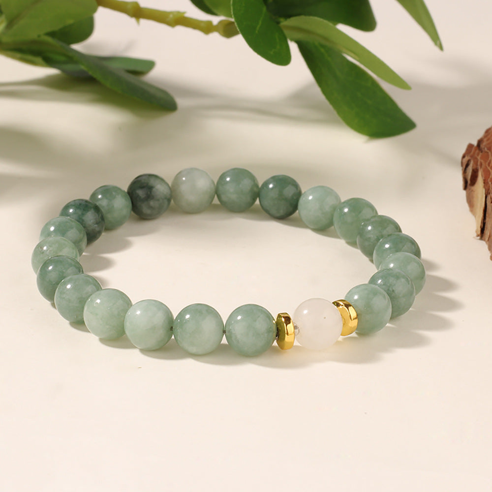New European And American-style Green Jadeite Natural Stone Bracelet