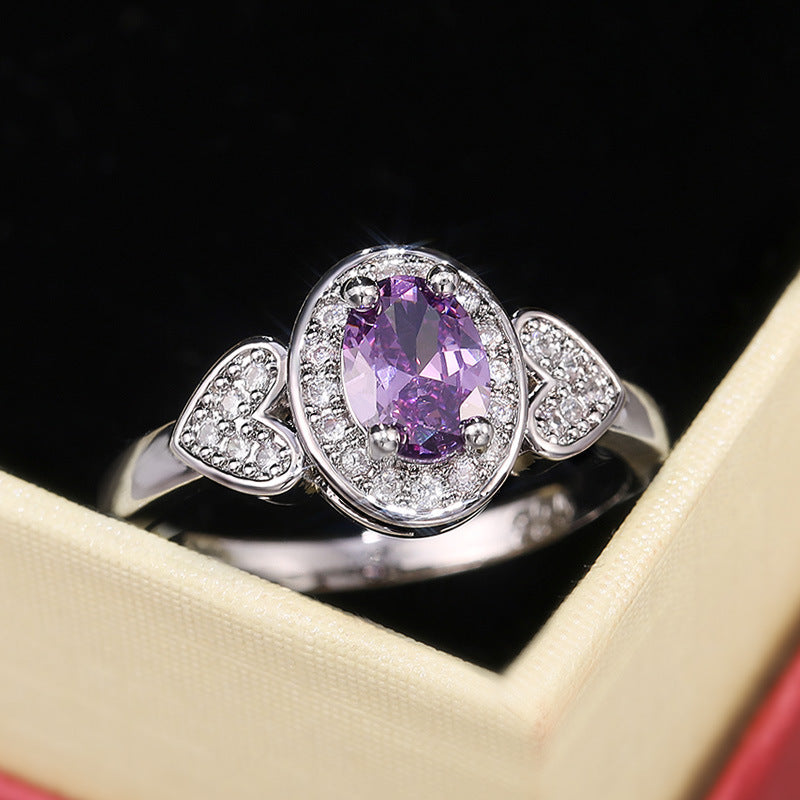 Creative Vintage Purple Zircon Womens Ring