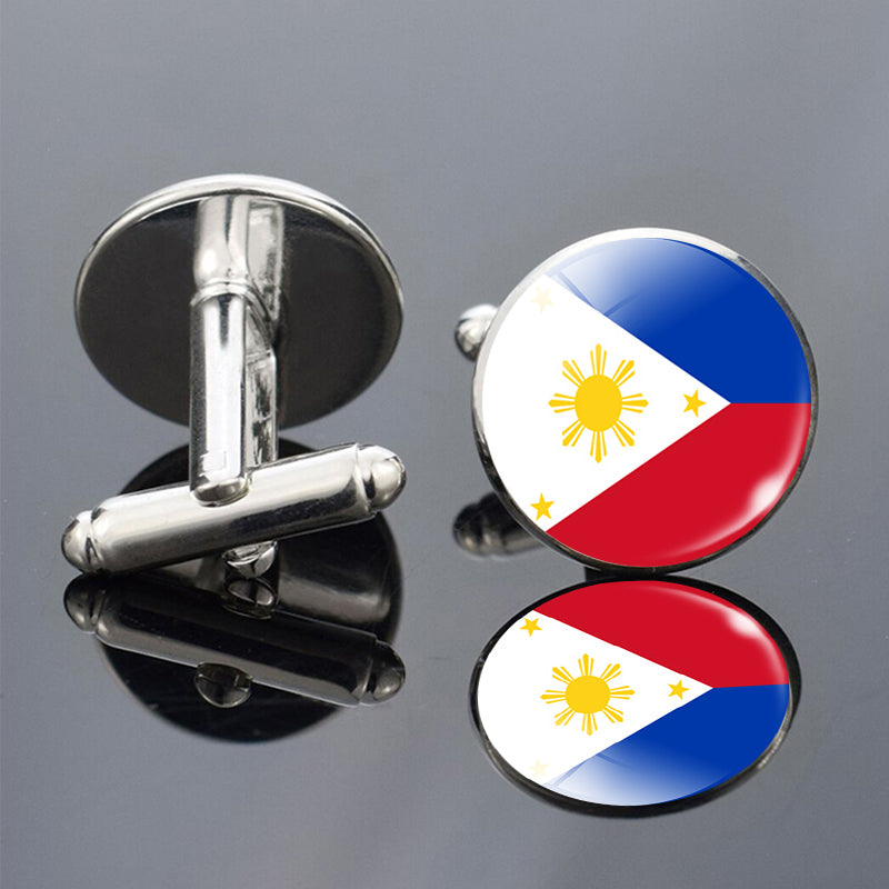 National Flags Of The World Series Time Gem Cufflinks Jewelry