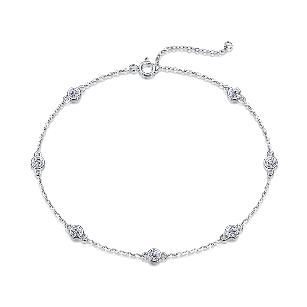 Dynamic Bubble - A Fashionable And Light Luxury Jewelry Silver Bracelet And Bracelet Set With Top-quality Moissanite, S925 Silver Electroplated Platinum