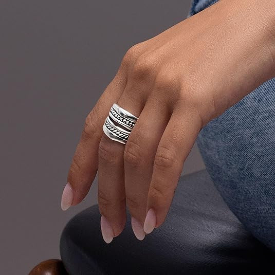 Mens Retro Edgy Trendy Plain Ring With An Irregular Design
