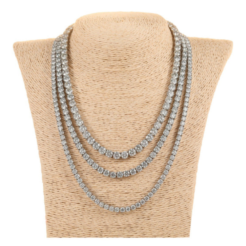 Single-row Tennis Chain Unisex Necklace Hip-hop Style