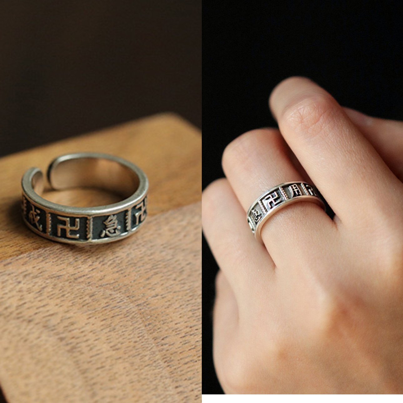 Vintage Vintage Men's Niche Adjustable Ring With An Open Mouth