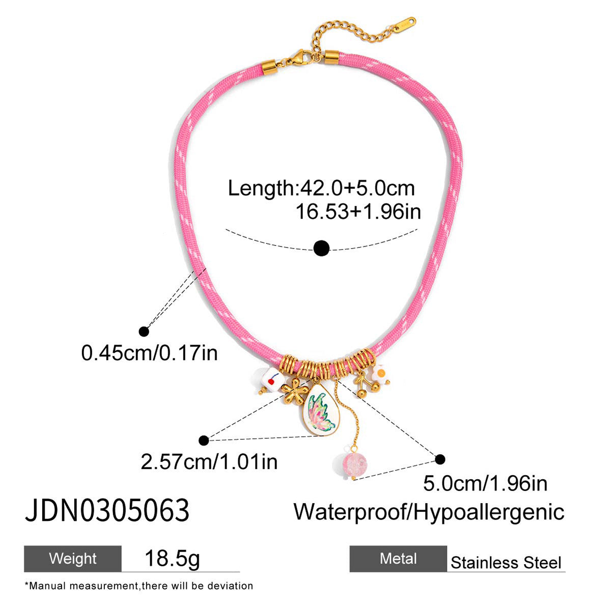 Stainless Steel Four-Leaf Clover Rope Necklace With Oil-Dripping Design