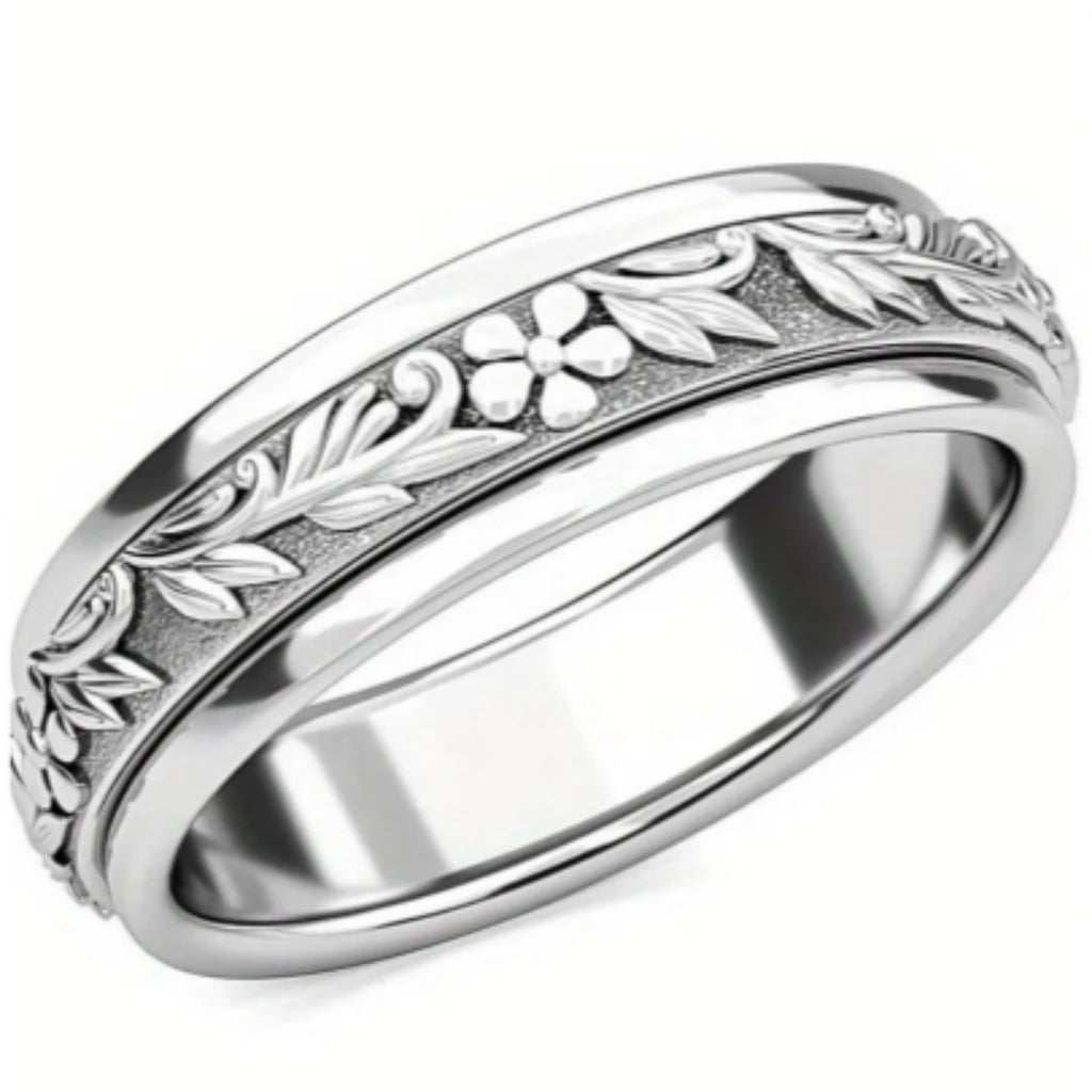 Retro Embossed Pattern Ring Minimalist And Versatile For Women