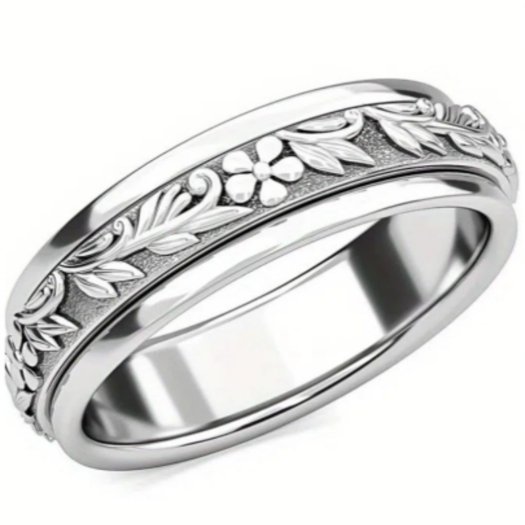 Retro Embossed Pattern Ring Minimalist And Versatile For Women