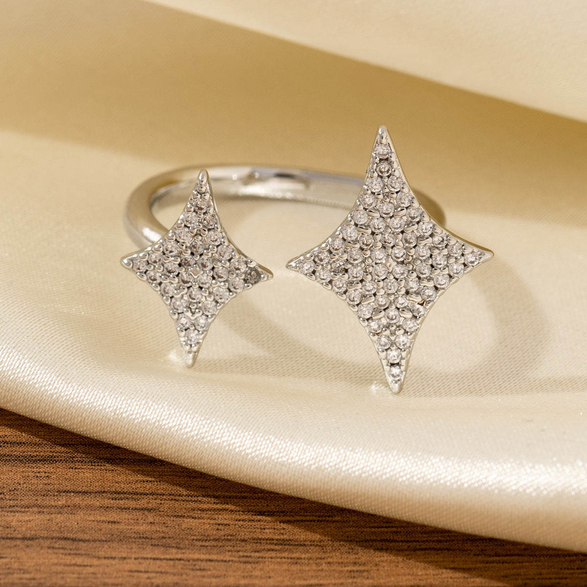 Stylish And Sophisticated Asymmetric Diamond Ring