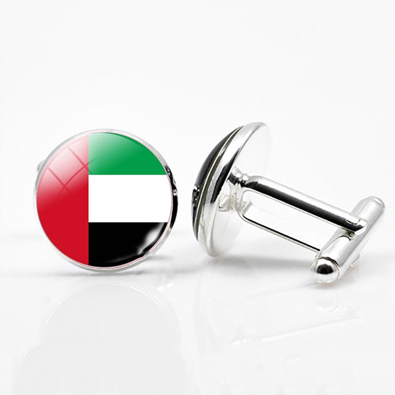 National Flags of The World Series Time Gem Cufflinks Jewelry
