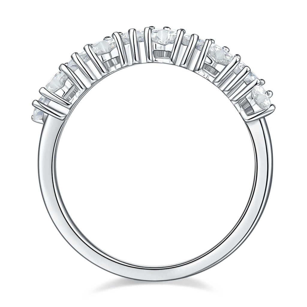 A Luxurious And Fashionable Light Luxury Jewelry Silver Ring Set With Top-quality Moissanite, S925 Silver Plated With Platinum