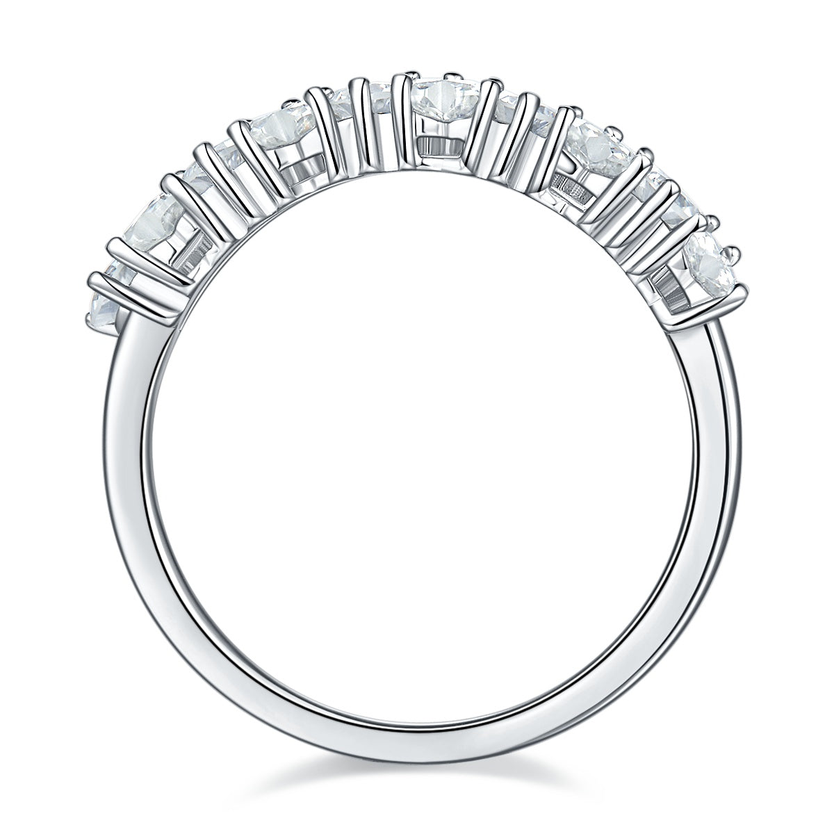 A Luxurious And Fashionable Light Luxury Jewelry Silver Ring Set With Top-quality Moissanite, S925 Silver Plated With Platinum