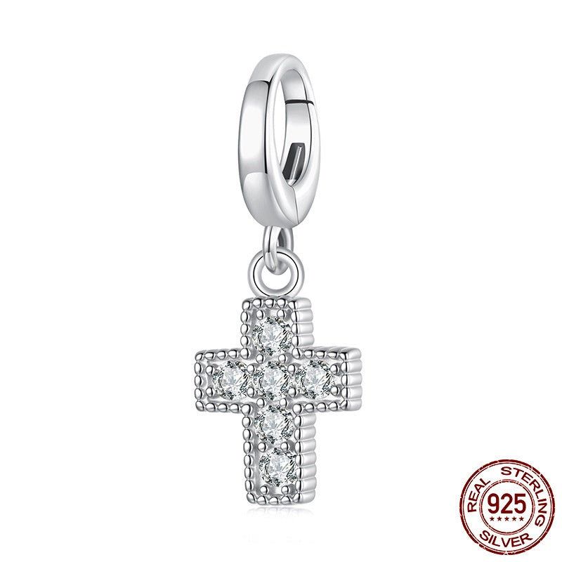 Shining Cross Pendant S925 Sterling Silver Beads