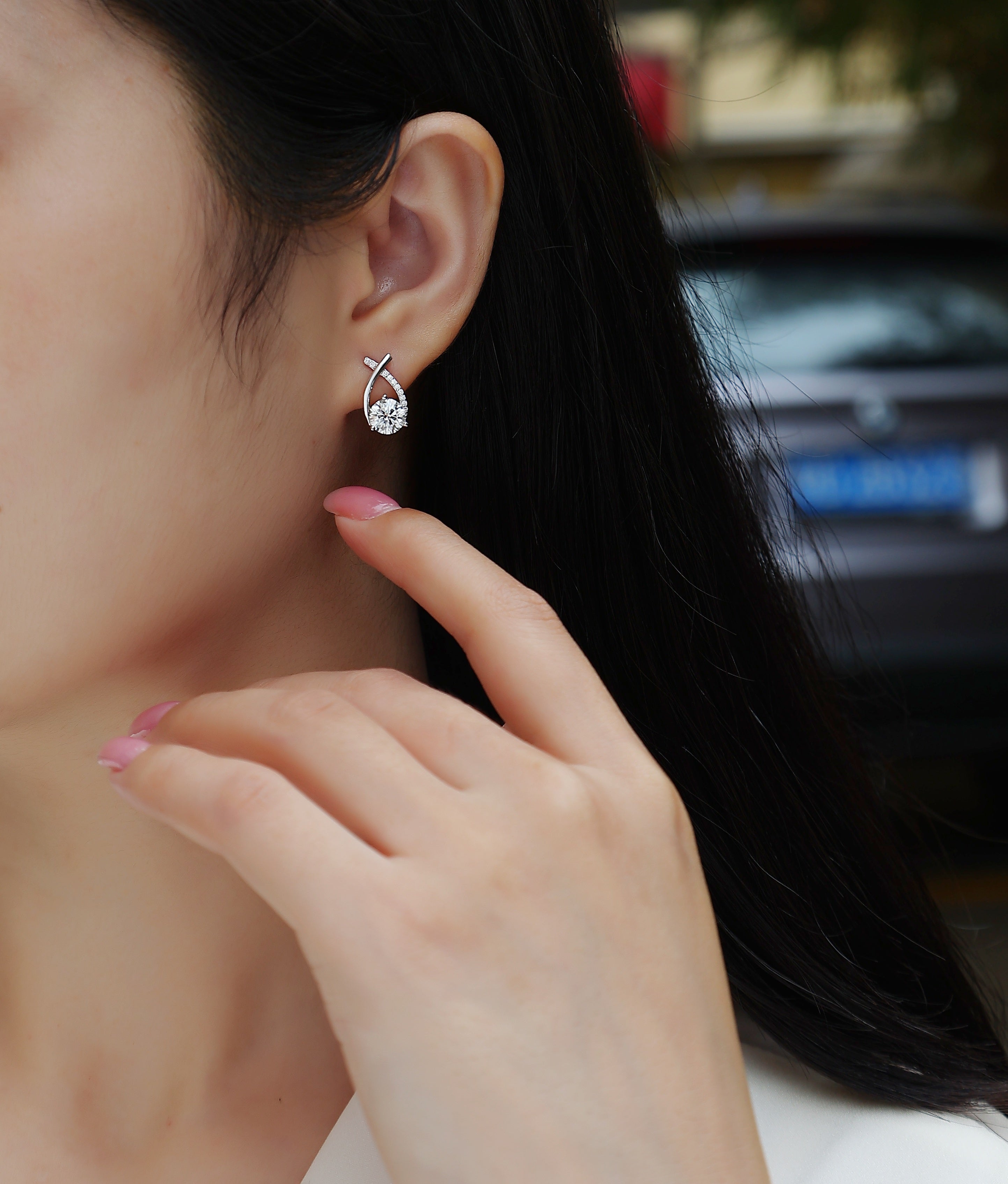Happy Encounter - Earrings Set With 1-carat Top-quality Moissanite S925, Silver And Platinum-plated Stud Earrings, A Fashionable And Trendy Accessory That Can Be Tested With A Diamond Pen