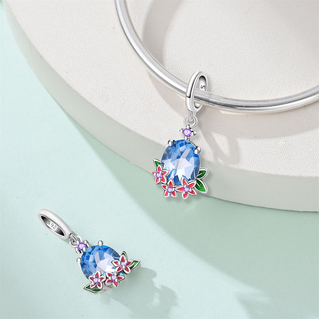 925 Sterling Silver Charm Ocean Starfish Crab Turtle Crystal Flower Bead Charm