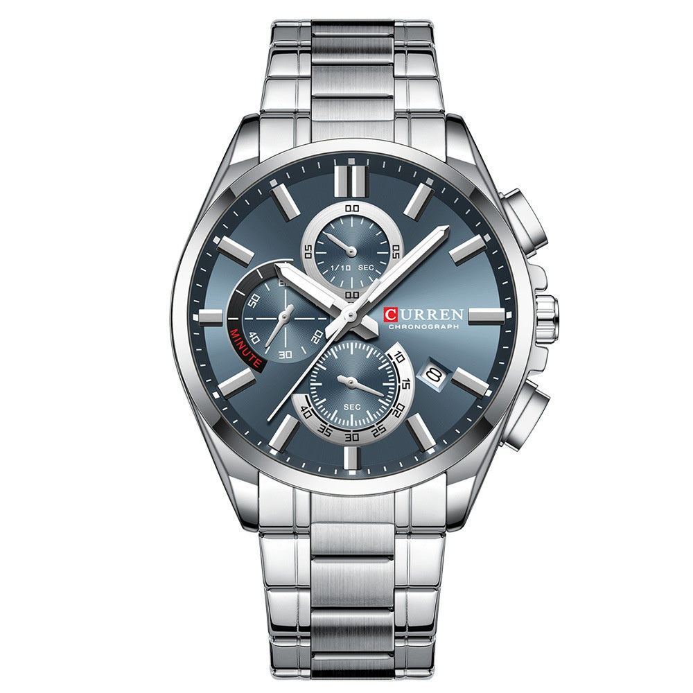 Men's Steel Strap Watch Waterproof Six-pin Timing
