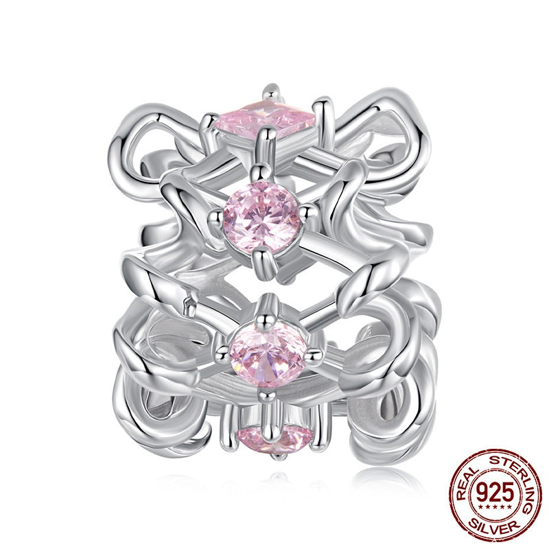 S925 Sterling Silver Bow Spacer Beads Diy Bracelet String Beads