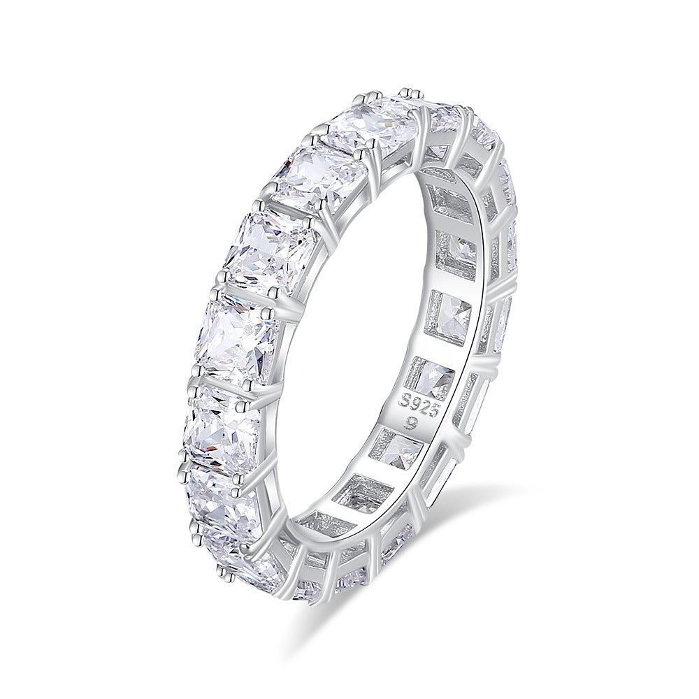Square Pave Diamond Ring For Women Made Of 925 Sterling Silver