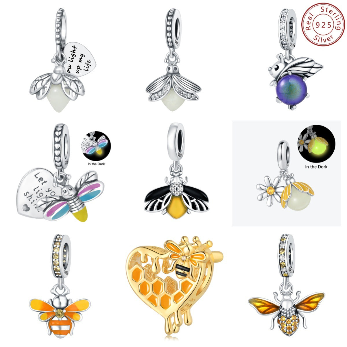 925 Sterling Silver Beads Pendant DIY Bracelet Jewelry Accessories