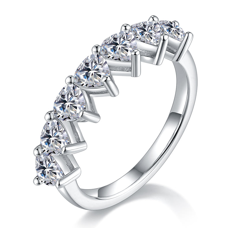 A Luxurious And Fashionable Light Luxury Jewelry Silver Ring Set With Top-quality Moissanite, S925 Silver Plated With Platinum