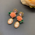French Court Style Three-dimensional Camellia Earrings