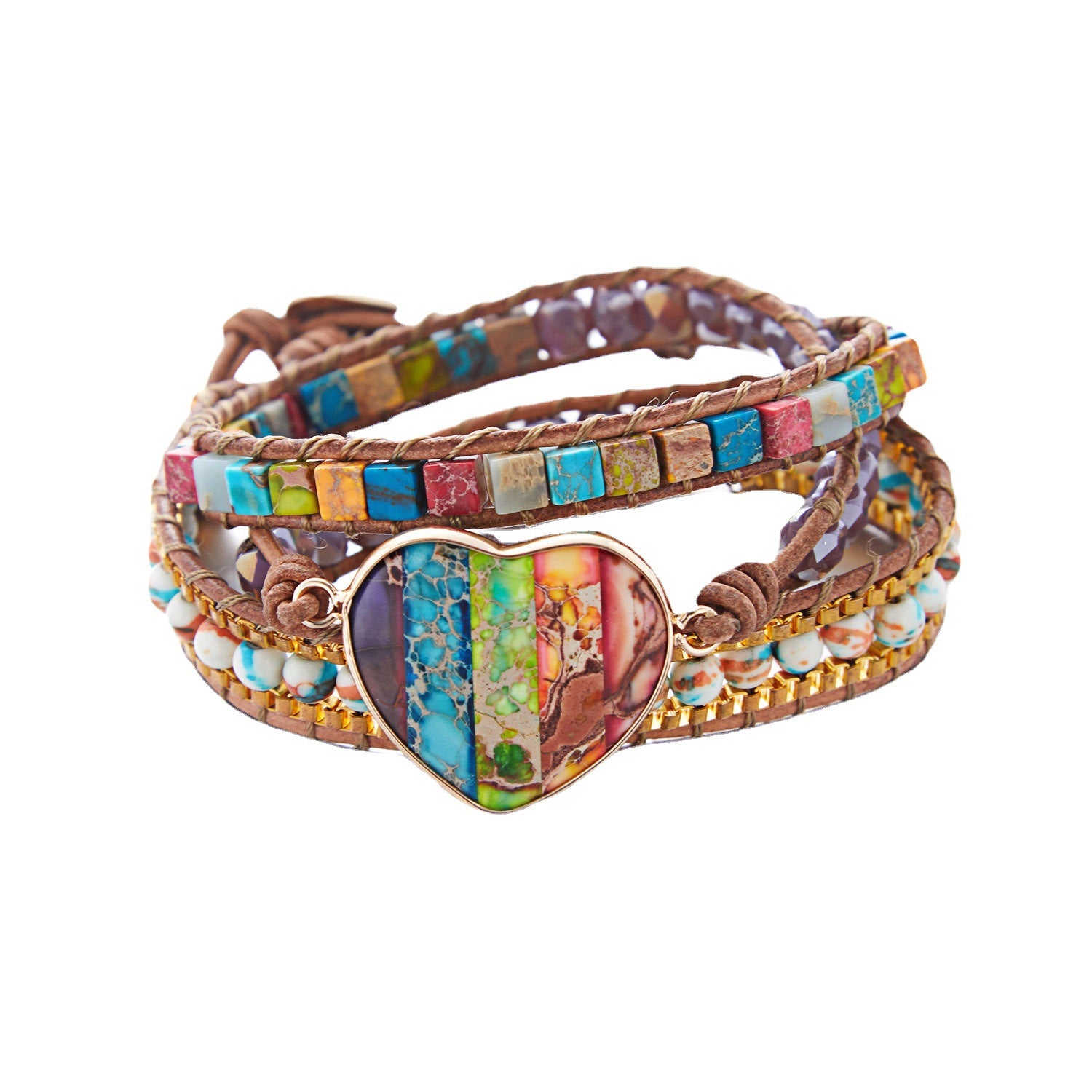 Crystal Metal 3-layer Wrapped Bracelet