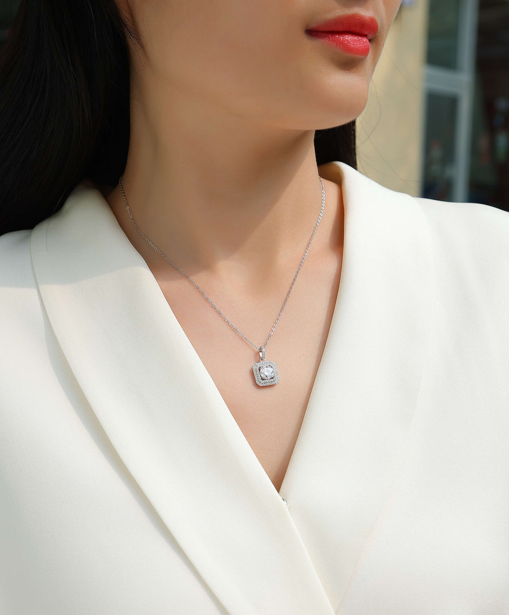 Sugar Diamond - Set With Top-quality Moissanite, Fashionable And Light Luxury Jewelry, Silver Pendant Necklace S925, Silver-plated Platinum