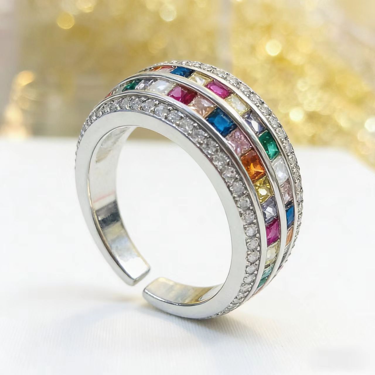 Versatile Copper Zircon Electroplated Real Gold Color Ring For Women