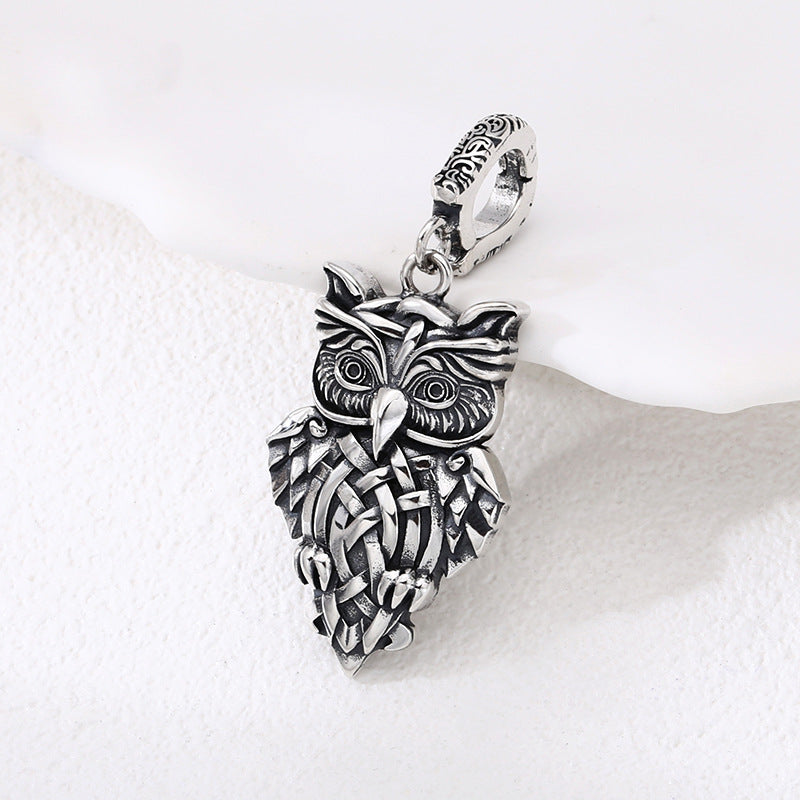 Retro Trendy Retro Style Personality Ornament 925 Sterling Silver Owl Pendant