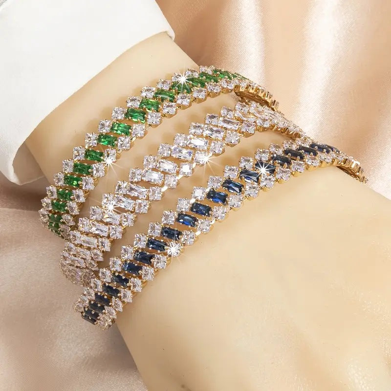 New Multi-row Diamond Braceletsleek And Dazzling With A Full Diamond Setting