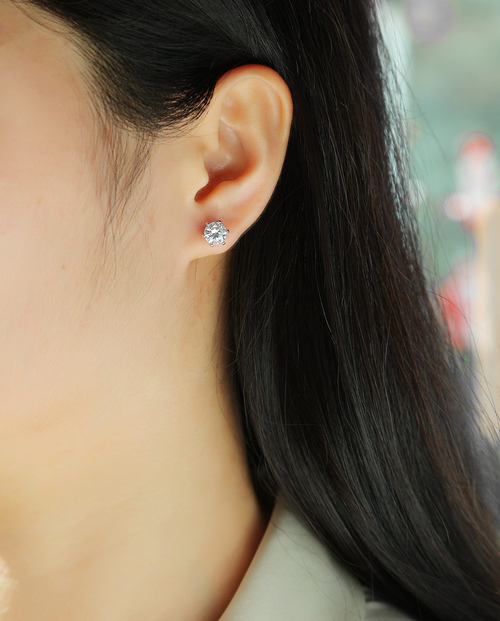 Quiet - Set With 1-carat Top-quality Moissanite S925 Silver And Platinum-plated Stud Earrings, A Fashionable And Trendy Accessory That Can Be Tested With A Diamond Pen