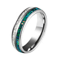 Mens Tungsten Ring Inlaid With Milky White Silver Foil And Tiny Stars