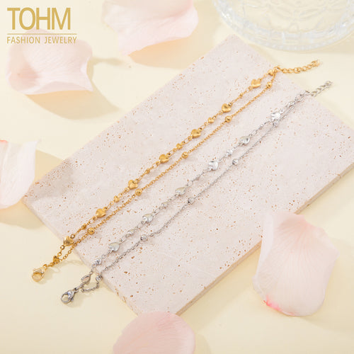 18K Gold-Plated Stainless Steel Heart Bracelet For Women