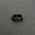 Trendy Niche-design Black And Gold Ring With A Vintage High-end Aesthetic