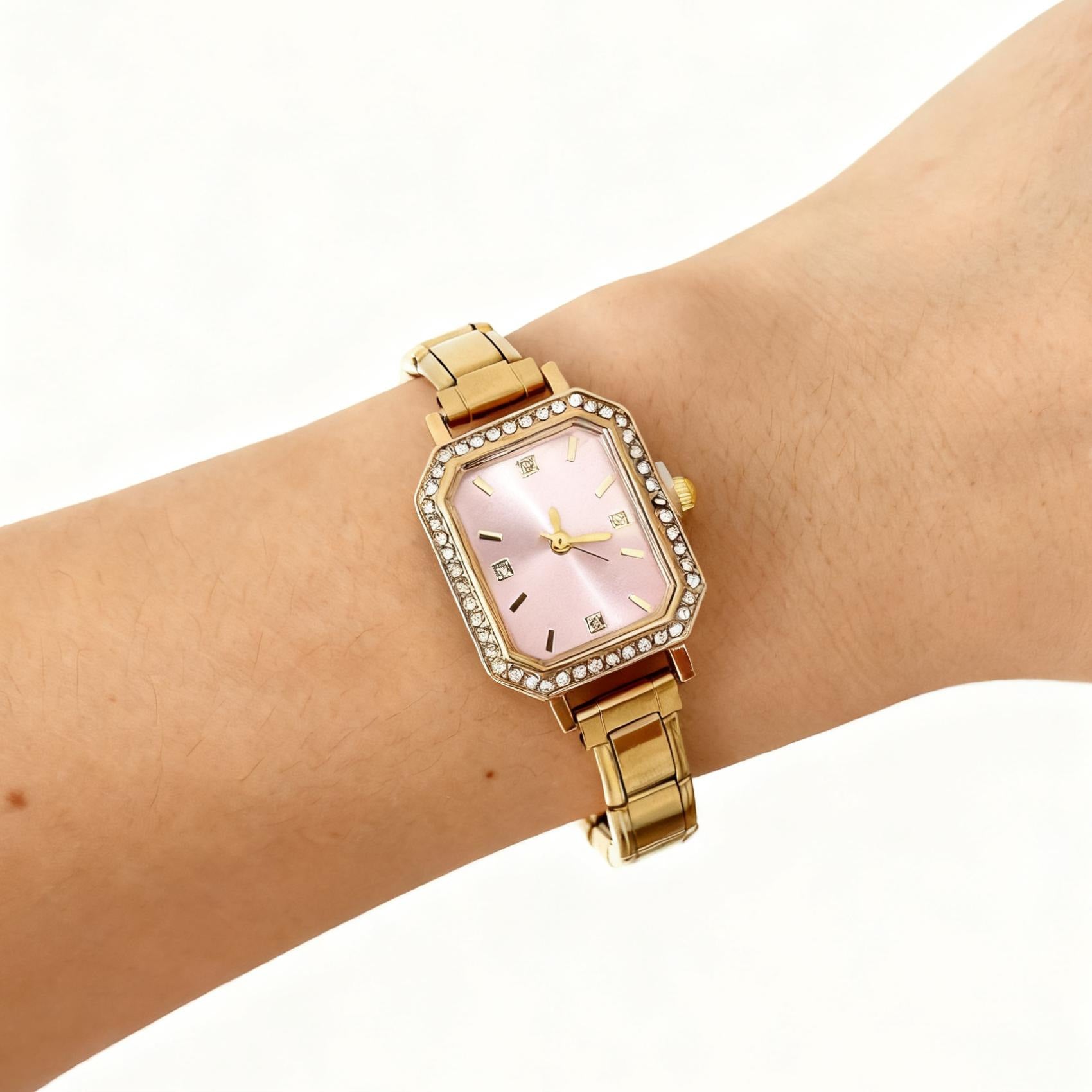 Stylish Square Watch For Women With A Chic Diamond-embellished DesignDIY Customizable