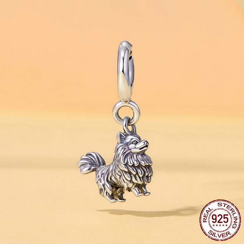 Original S925 Sterling Silver Pomeranian Pendant Closure Buckle