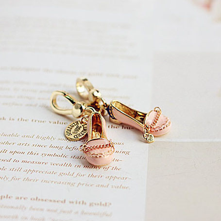 Sweet, Lovely And Delicate Flat Shoes Diamond Necklace Pendant Bag Chain Keychain Charm