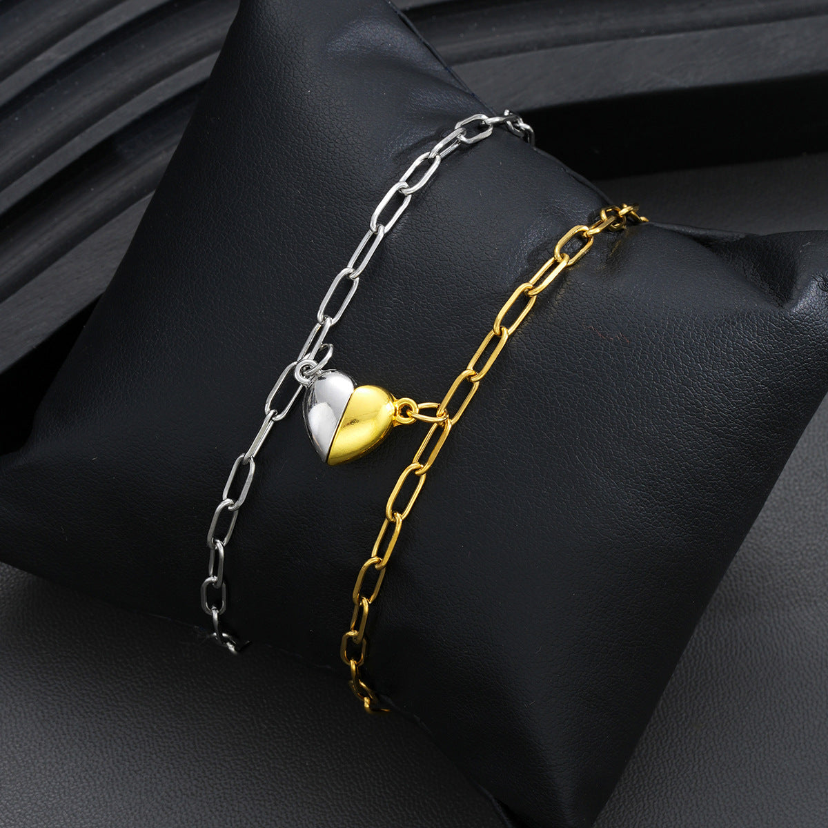Stainless Steel Heart-Shaped Magnetic Couple Bracelets