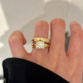 French-style Subtly Luxurious Gold-colored Cow-head Diamond-look Ring