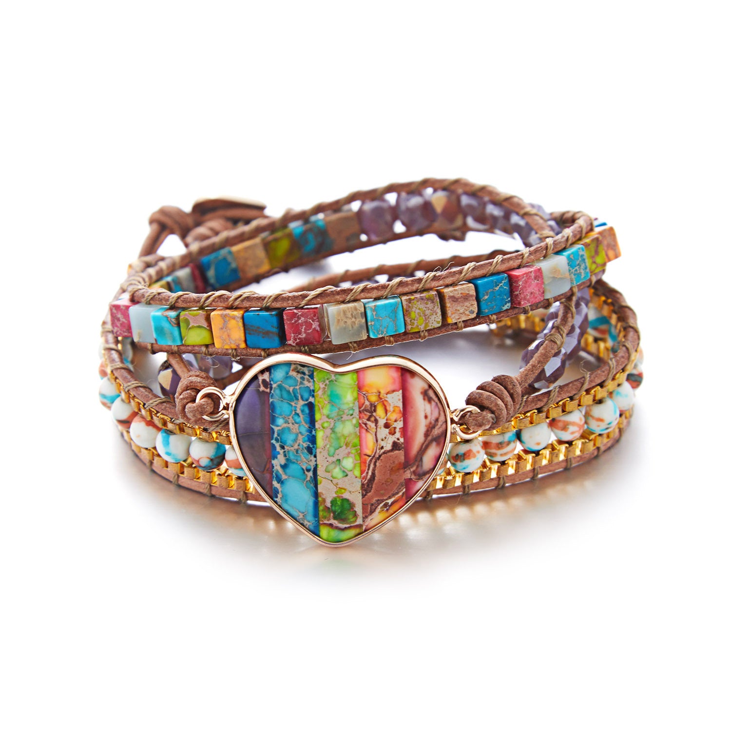 Crystal Metal 3-layer Wrapped Bracelet